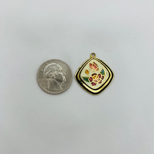 Cloisonné Butterfly Flower Pendant