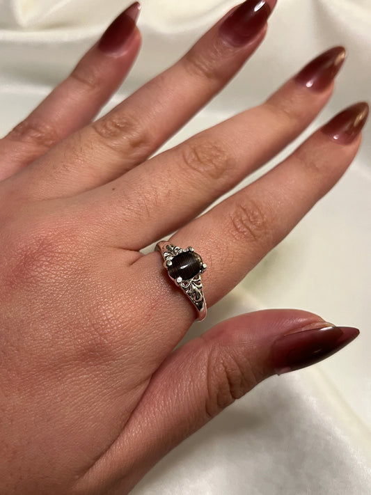 Smokey Quartz Cats Eye Ring