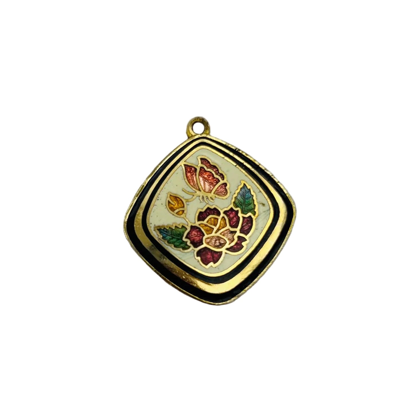 Cloisonné Butterfly Flower Pendant