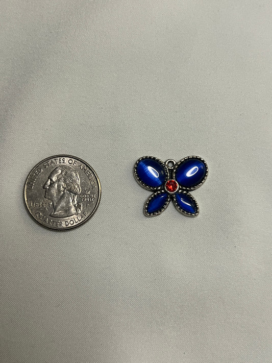 Red & Blue Gemstone Butterfly Charm