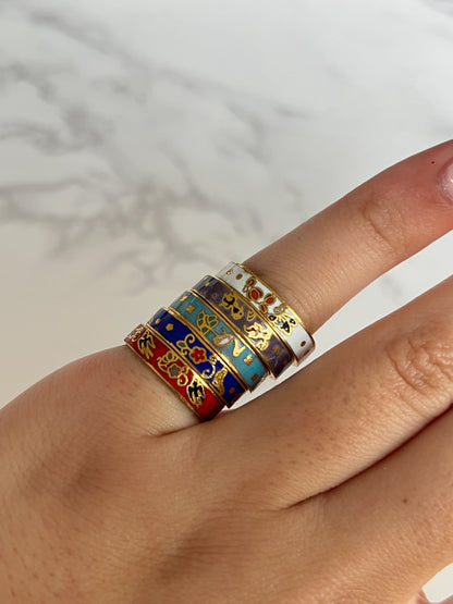 Red Bird Enamel Cloisonné Ring
