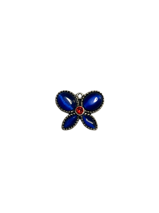 Red & Blue Gemstone Butterfly Charm