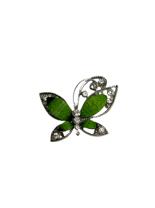 Green Rhinestone Butterfly Pendant